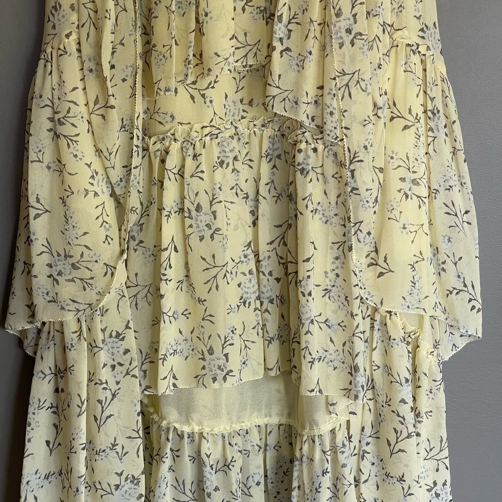 Ulla Johnson Marilyn Ruffled Silk Georgette Skirt in Acacia Floral Yellow Runway - Picture 8 of 12
